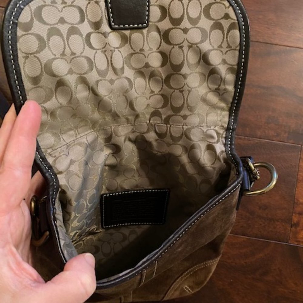 Coach brown leather suede crossbody bag - Picture 2 of 5